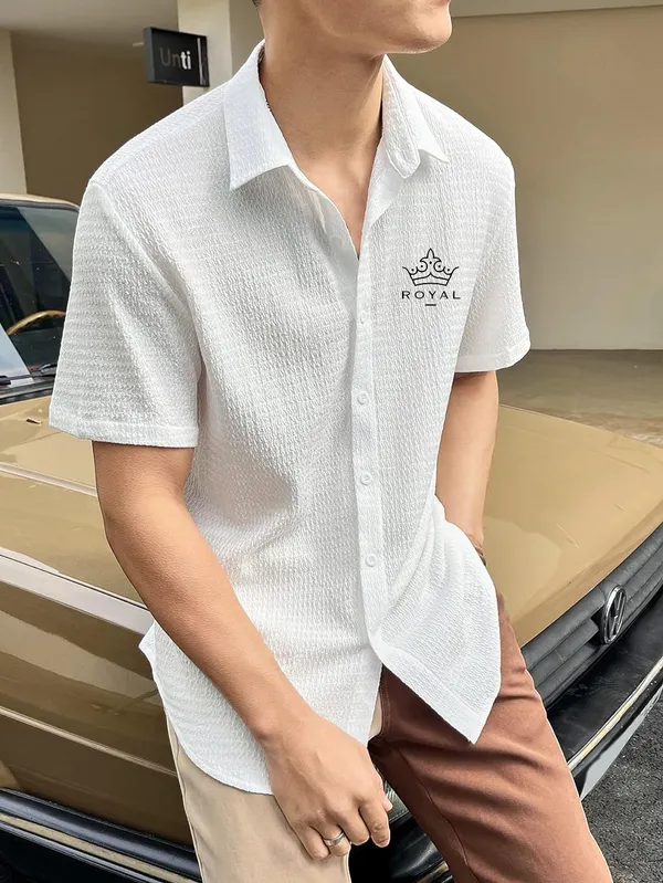 White_Regular_Fit_Popcorn_New_Design_Shirt_For_Men