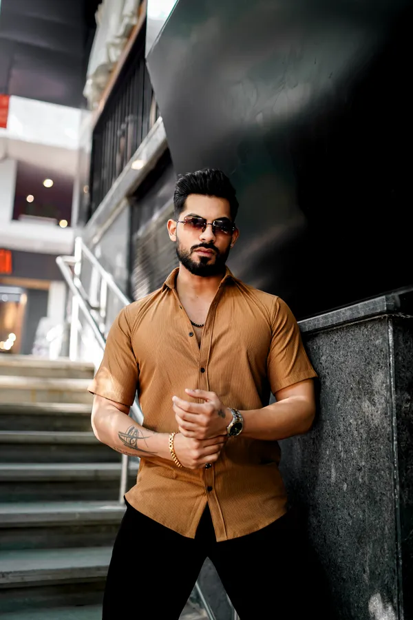 Brown_Regular_Fit_Texture_New_Design_Shirt_For_Men