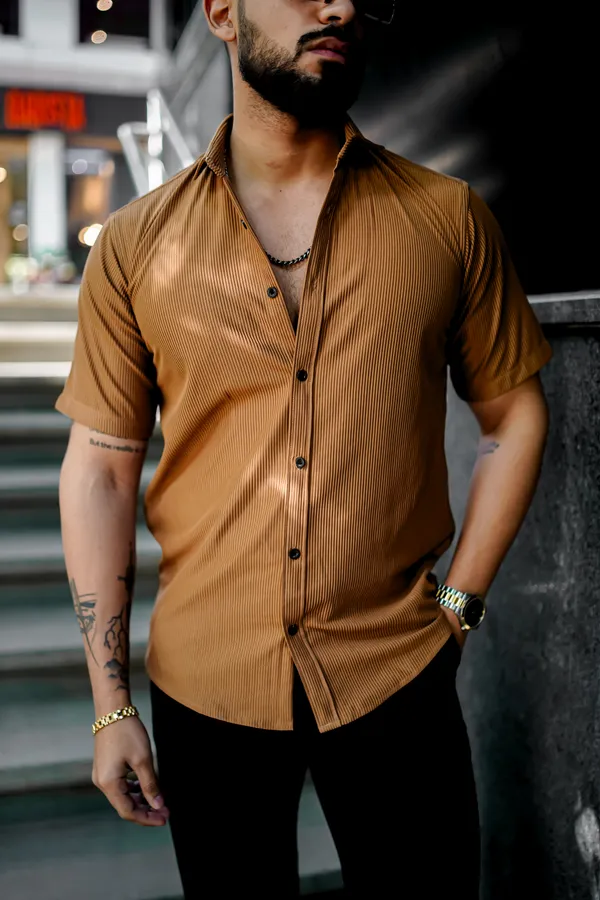 Brown_Regular_Fit_Texture_New_Design_Shirt_For_Men
