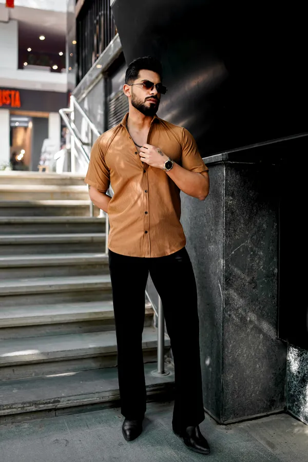 Brown_Regular_Fit_Texture_New_Design_Shirt_For_Men