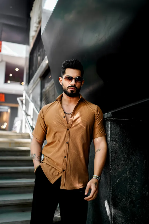 Brown_Regular_Fit_Texture_New_Design_Shirt_For_Men