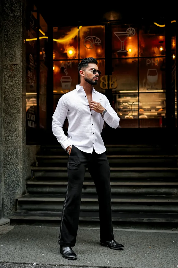 White_Regular_Fit_Texture_New_Design_Shirt_For_Men