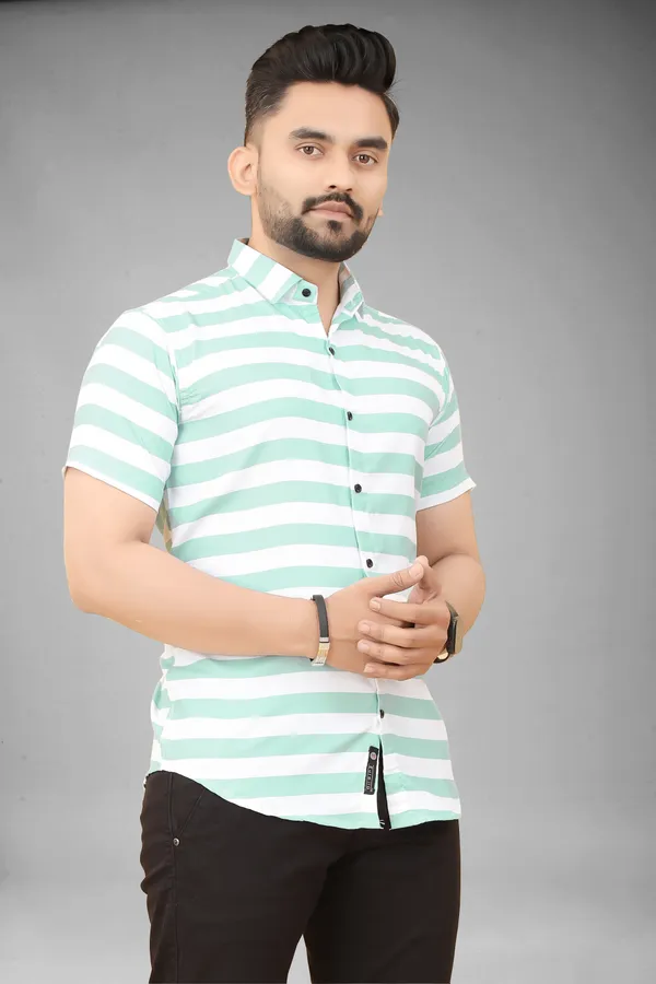 MEN’S_MINT_GREEN_&_WHITE_STRIPED_SLIM_FIT_CASUAL_SHIRT_(HALF_SLEEVE)