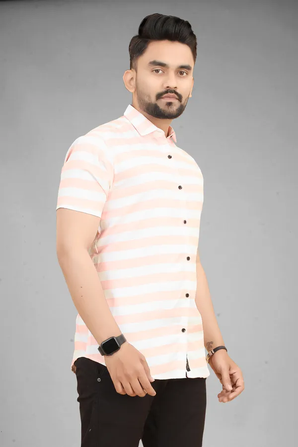 MEN’S_PEACH_&_WHITE_STRIPED_SHIRT