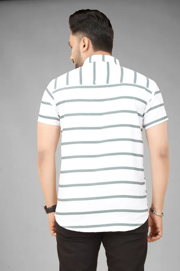 MEN’S_WHITE_&_GREEN_STRIPED_SLIM_FIT_CASUAL_SHIRT_(HALF_SLEEVE)
