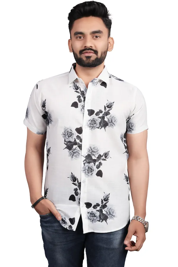 MEN’S_WHITE_&_GREY_ROSE_PRINT_SLIM_FIT_CASUAL_SHIRT