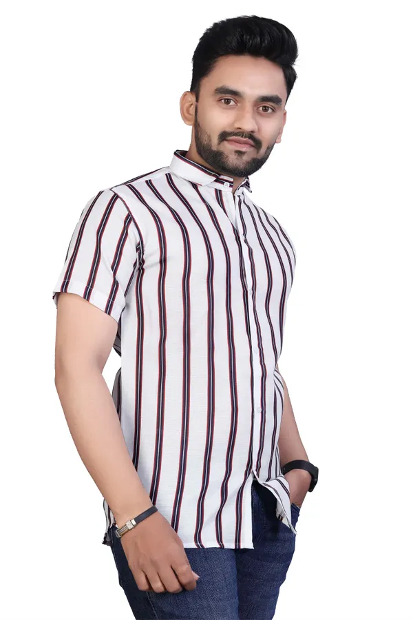MEN’S_WHITE_&_MAROON_STRIPED_SLIM_FIT_CASUAL_SHIRT