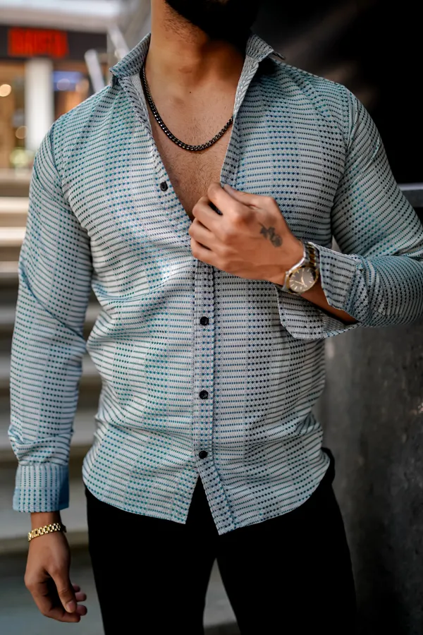 Green_Regular_Fit_Texture_New_Design_Shirt_For_Men