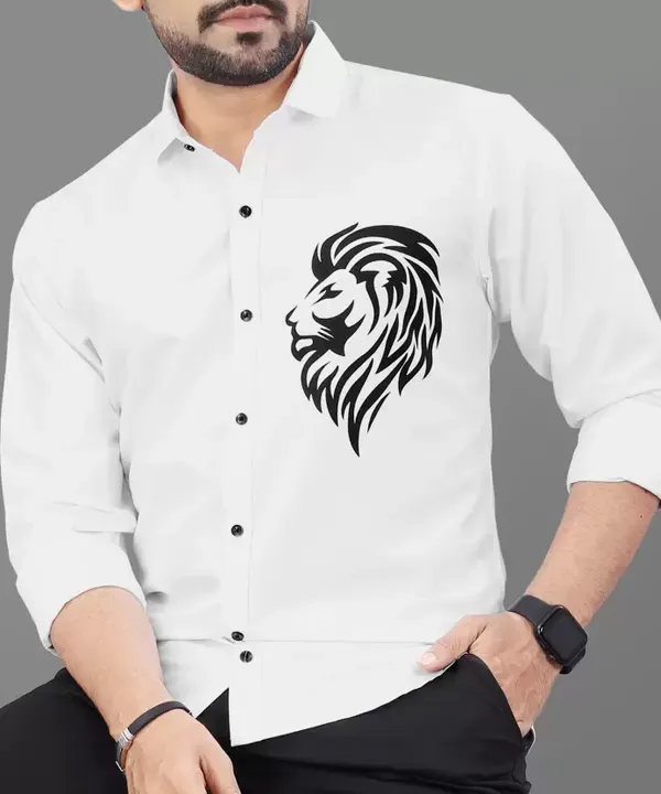 Pack_Of_2_Men's_Lion_Design_Shirt_&_Black_Zig-Zag_Striped_Crochet_Shirt