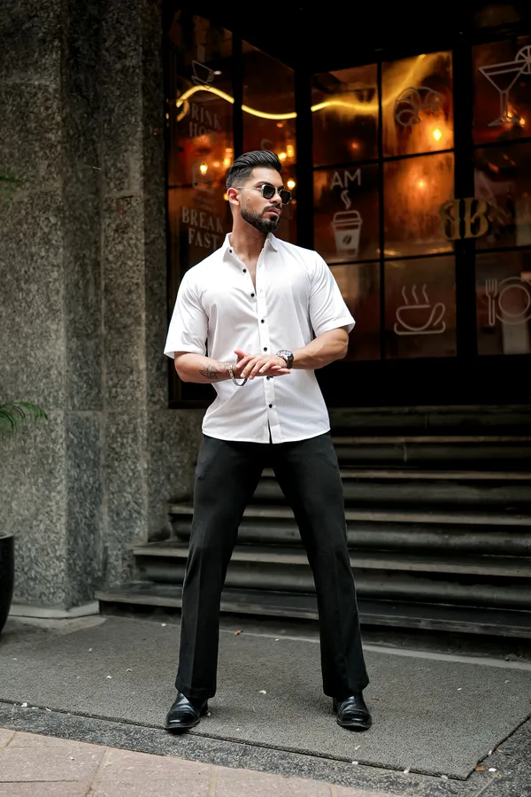 White_Regular_Fit_Texture_New_Design_Shirt_For_Men