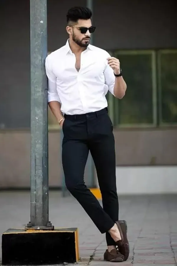 White_Regular_Fit_Texture_New_Design_Shirt_For_Men