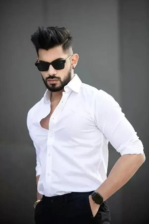 White_Regular_Fit_Texture_New_Design_Shirt_For_Men