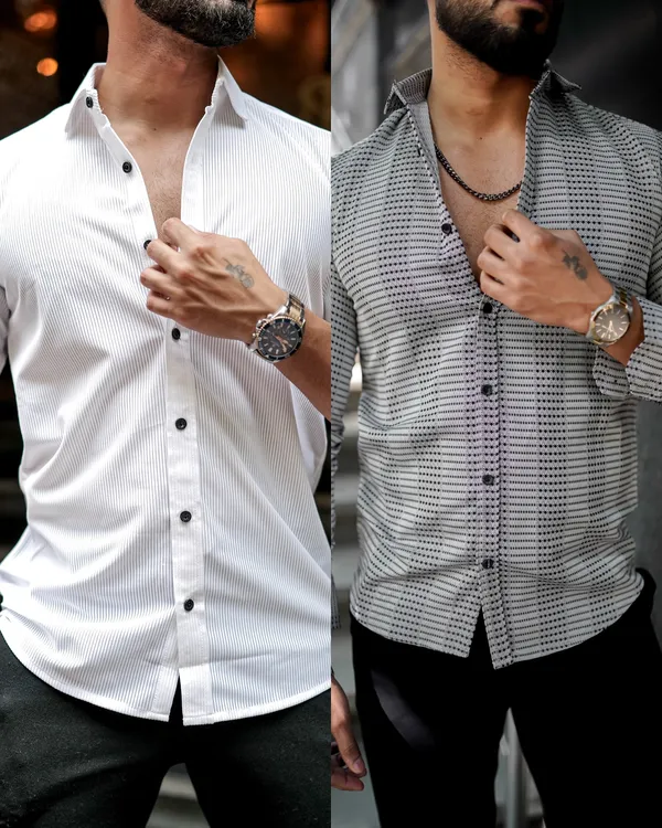 Pack_Of_2_Men's_Lime_Line_Shirt_&_Men's_Rajwadi_Black_Shirt