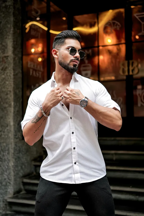 Pack_Of_2_Men's_Lime_Line_Shirt_&_Men's_Rajwadi_Black_Shirt