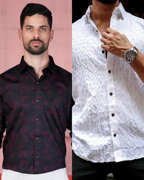 Pack_Of_2_Men's_New_3d_Shirt_&_Men's_Butterfly_Texture_Shirt