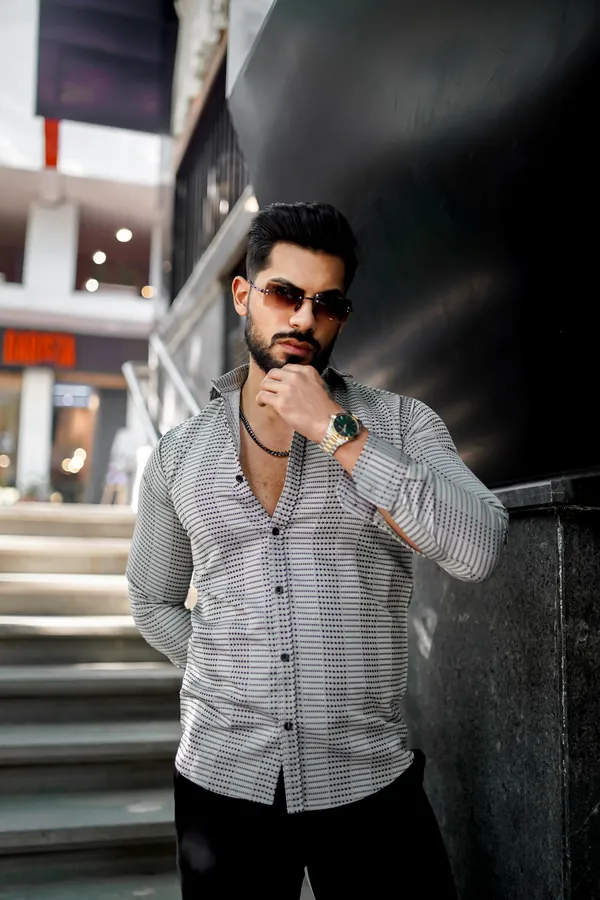 Pack_Of_2_Navy_Zig-Zag_Striped_Crochet_Shirt_&_Men's_Rajwadi_Black_Shirt