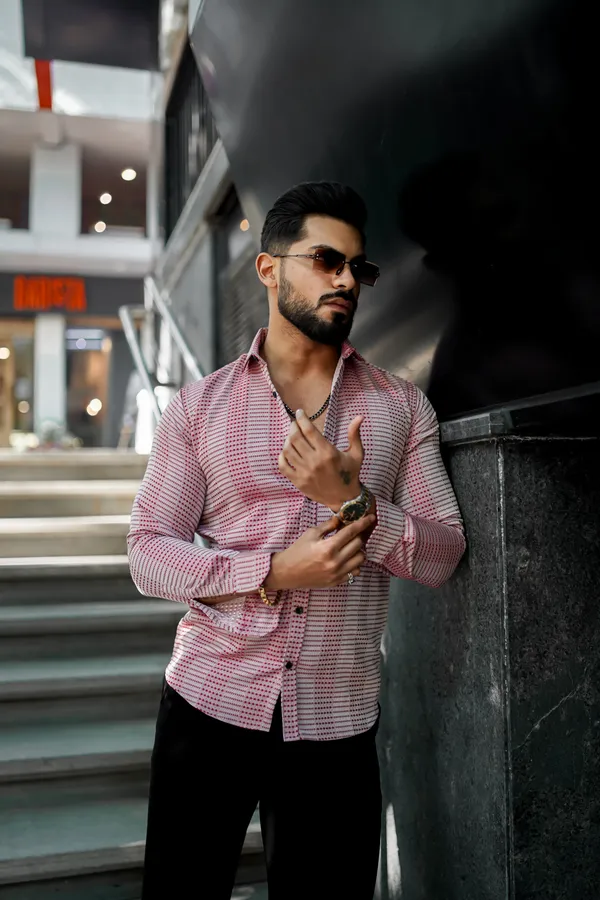 Red_Regular_Fit_Texture_New_Design_Shirt_For_Men