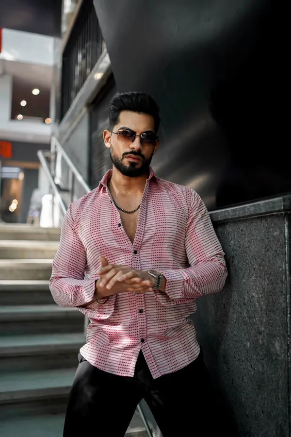 Red_Regular_Fit_Texture_New_Design_Shirt_For_Men