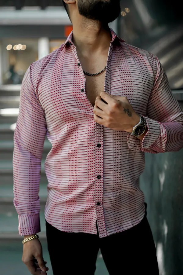 Red_Regular_Fit_Texture_New_Design_Shirt_For_Men