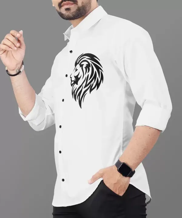 Pack_Of_2_Men's_Lion_Design_Shirt_&_Navy_Zig-Zag_Striped_Crochet_Shirt