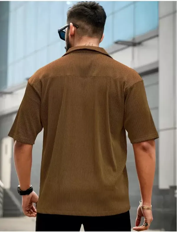 Pack_Of_2_Men's_Lime_Line_Shirt_&_Waffle_Texture_Long_Sleeve_Shirt