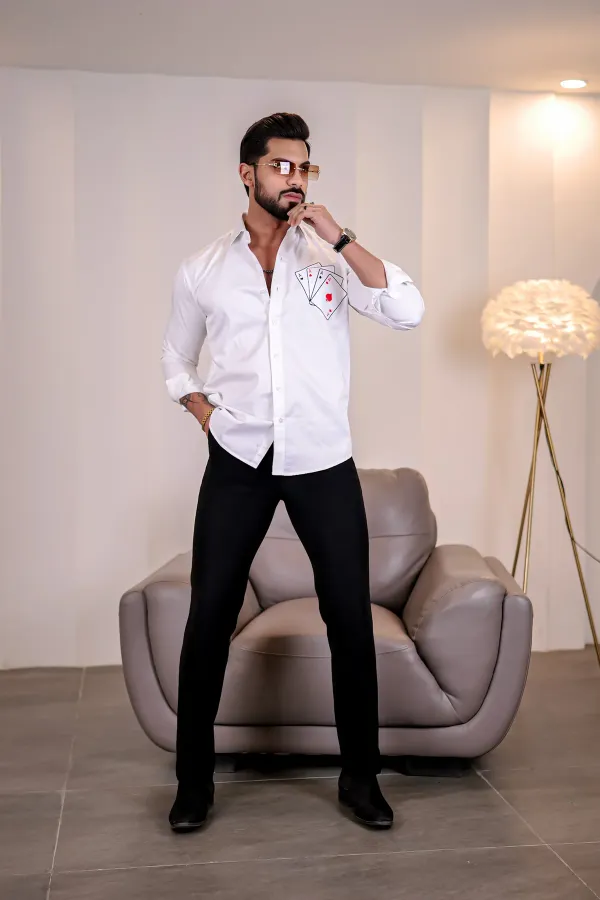 White_Regular_Fit_Texture_New_Design_Shirt_For_Men