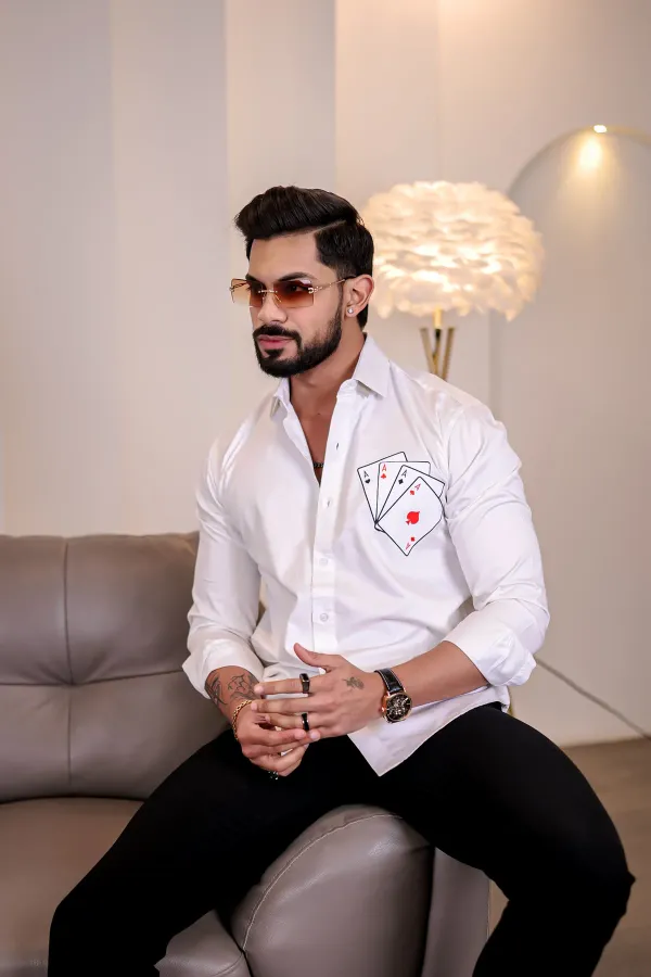 White_Regular_Fit_Texture_New_Design_Shirt_For_Men