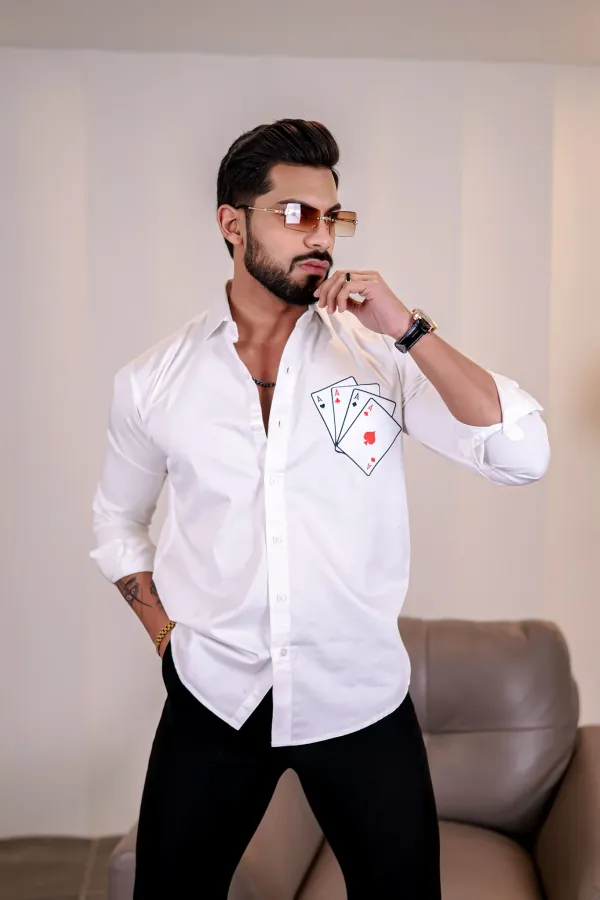 White_Regular_Fit_Texture_New_Design_Shirt_For_Men
