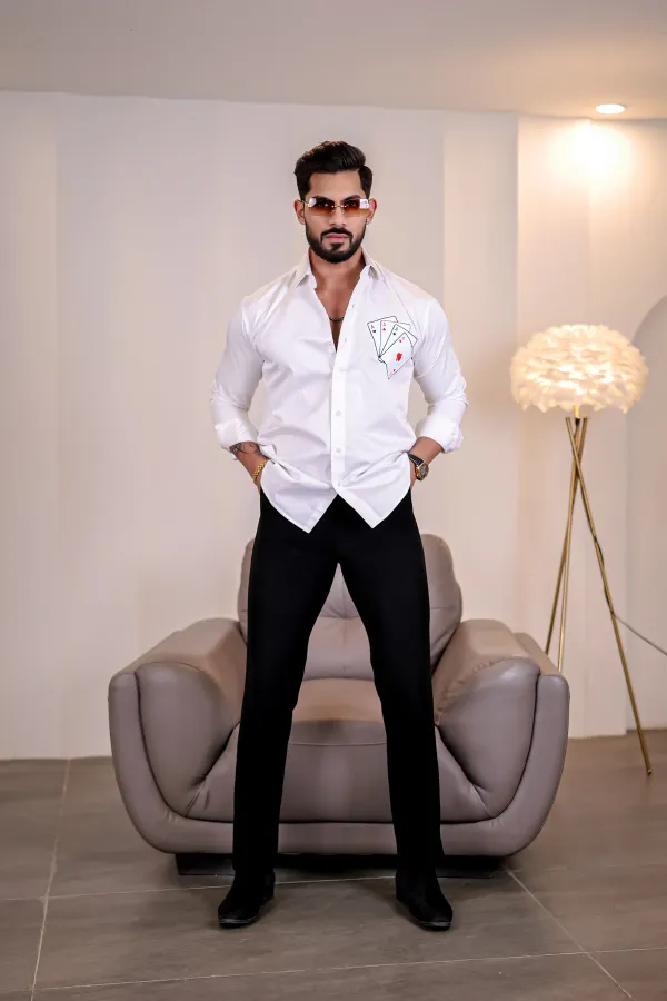 White_Regular_Fit_Texture_New_Design_Shirt_For_Men