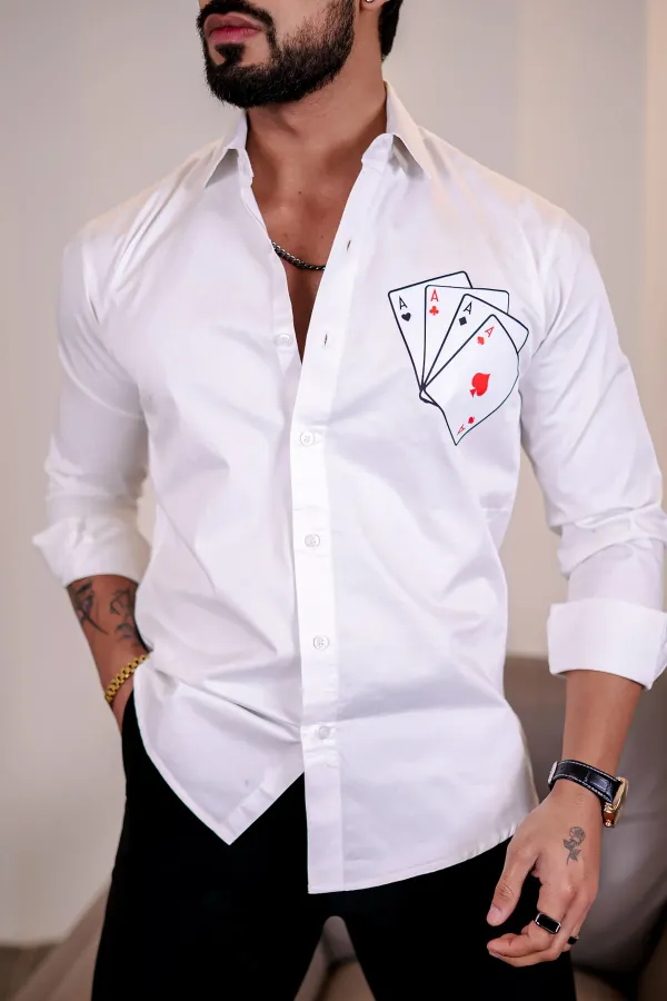 White_Regular_Fit_Texture_New_Design_Shirt_For_Men