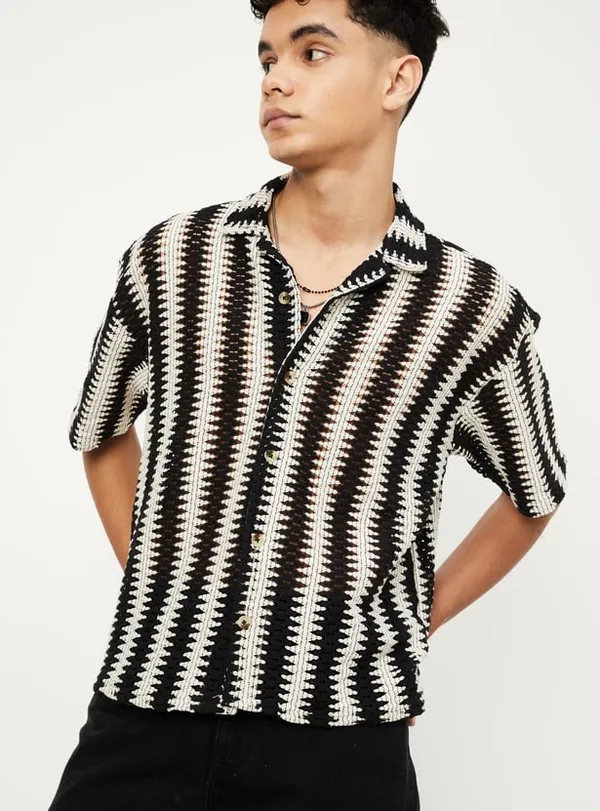 Black_Regular_Fit_Texture_New_Design_Shirt_For_Men