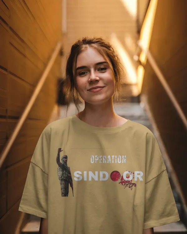 Beige_Operation_Sindoor_T-Shirt__For_Women