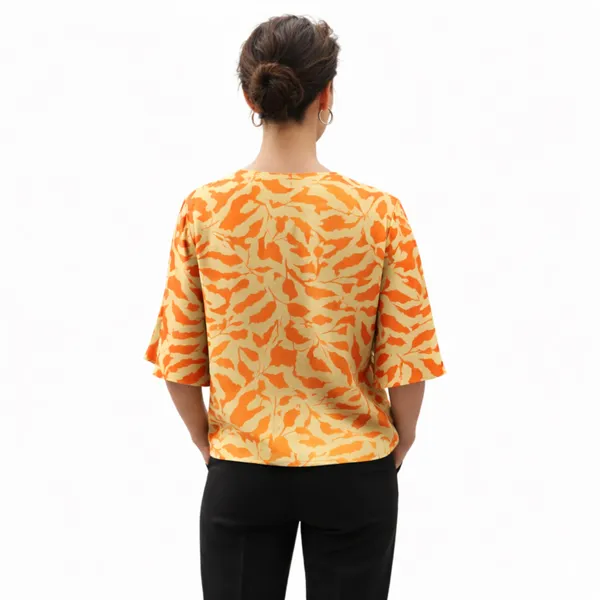 BLACKSMITH_Beige_&_Orange_Ivory_Leaf's_V-Neck_Dolman_Sleeve_Formal_Office_Shirt_for_Women_|_Women_Stylish_Western_Tops