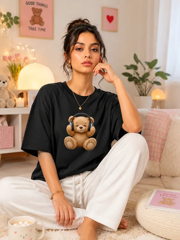 Blacksmith_Black_Bear_Beats_Oversized_Rich_Cotton_Graphic_Print_T-Shirt_for_Women_&_Girls