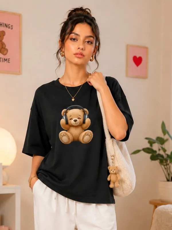 Blacksmith_Black_Bear_Beats_Oversized_Rich_Cotton_Graphic_Print_T-Shirt_for_Women_&_Girls