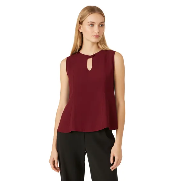 BLACKSMITH_Maroon_Cutout_Shell_Formal_Office_Top_Shirt_for_Women_|_Women_Stylish_Western_Tops