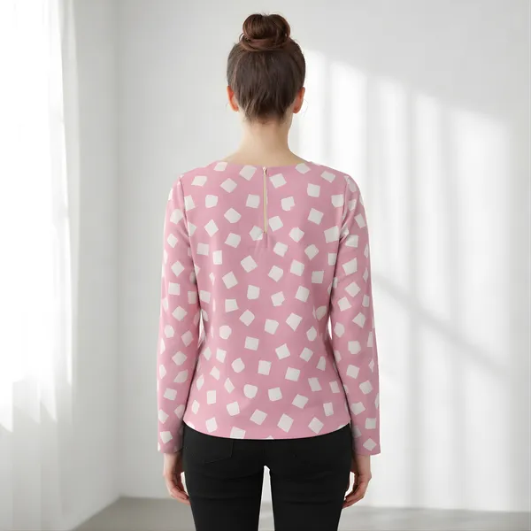 BLACKSMITH_Pink_&_Beige_Cloud_Square_Keyhole_Neck_Full_Sleeve_Formal_Office_Shirt_for_Women_|_Women_Stylish_Western_Tops
