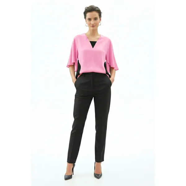 BLACKSMITH_Light_Pink_Layered_V-Neck_Dolman_Formal_Office_Shirt_for_Women_|_Women_Stylish_Western_Tops