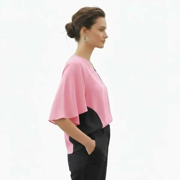 BLACKSMITH_Light_Pink_Layered_V-Neck_Dolman_Formal_Office_Shirt_for_Women_|_Women_Stylish_Western_Tops
