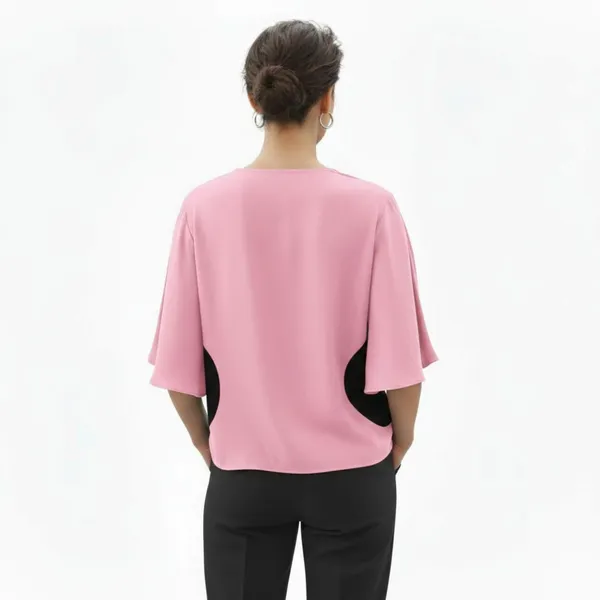 BLACKSMITH_Light_Pink_Layered_V-Neck_Dolman_Formal_Office_Shirt_for_Women_|_Women_Stylish_Western_Tops