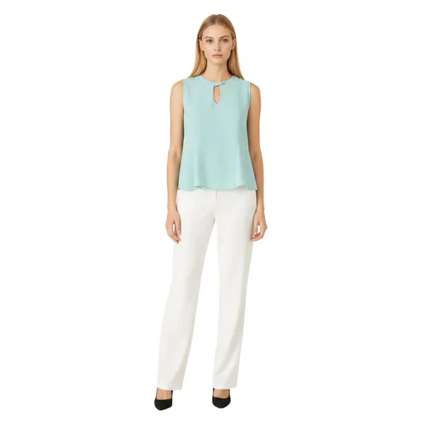 BLACKSMITH_Pale_Aqua_Cutout_Shell_Formal_Office_Top_Shirt_for_Women_|_Women_Stylish_Western_Tops