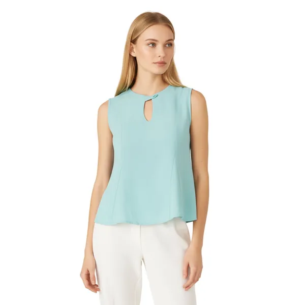 BLACKSMITH_Pale_Aqua_Cutout_Shell_Formal_Office_Top_Shirt_for_Women_|_Women_Stylish_Western_Tops