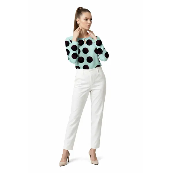 BLACKSMITH_Pale_Aqua_&_Black_Lunar_Speckle_Keyhole_Neck_Formal_Office_Shirt_for_Women_|_Women_Stylish_Western_Tops