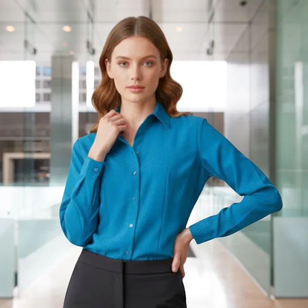 BLACKSMITH_Peacock_Textured_Button_Down_Formal_Office_Shirt_for_Women_|_Women_Stylish_Western_Tops