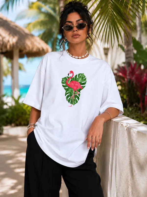 Blacksmith_White_Tropical_Flamingo_Oversized_Rich_Cotton_Graphic_Print_T-Shirt_for_Women_&_Girls