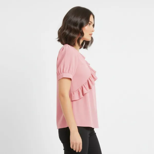 BLACKSMITH_Light_Pink_Ruffled_V-_Neck_Formal_Office_Shirt_for_Women_|_Women_Stylish_Western_Tops