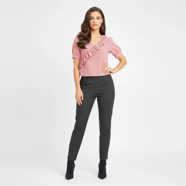 BLACKSMITH_Light_Pink_Ruffled_V-_Neck_Formal_Office_Shirt_for_Women_|_Women_Stylish_Western_Tops
