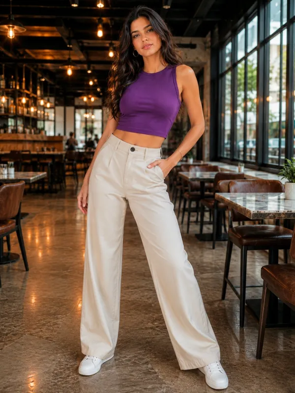 Blacksmith_Women's_&_Girls'_Purple_Sleeveless_Knitted_Solid_Crew_Neck_Tank_Top_/_Crop_Top