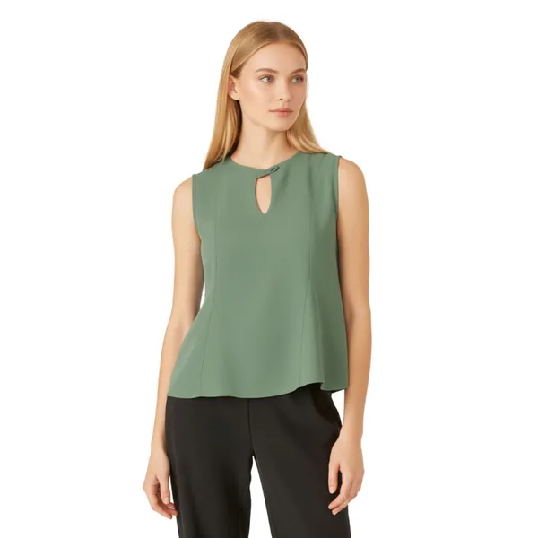 BLACKSMITH_Green_Cutout_Shell_Formal_Office_Top_Shirt_for_Women_|_Women_Stylish_Western_Tops