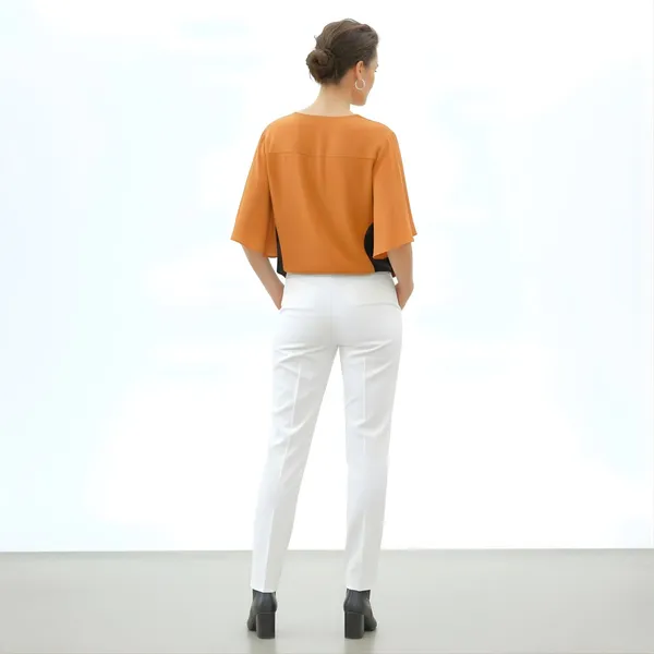 BLACKSMITH_Orange_Layered_V-Neck_Dolman_Formal_Office_Shirt_for_Women_|_Women_Stylish_Western_Tops